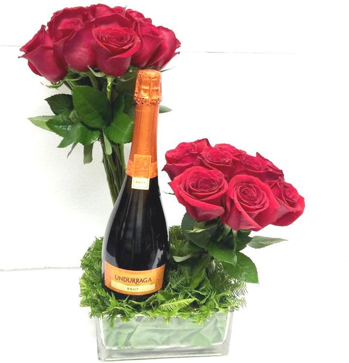 Florero 24 Rosas y Champagne 750cc